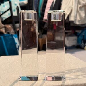 Clear Acrylic Candle Holders - Pair